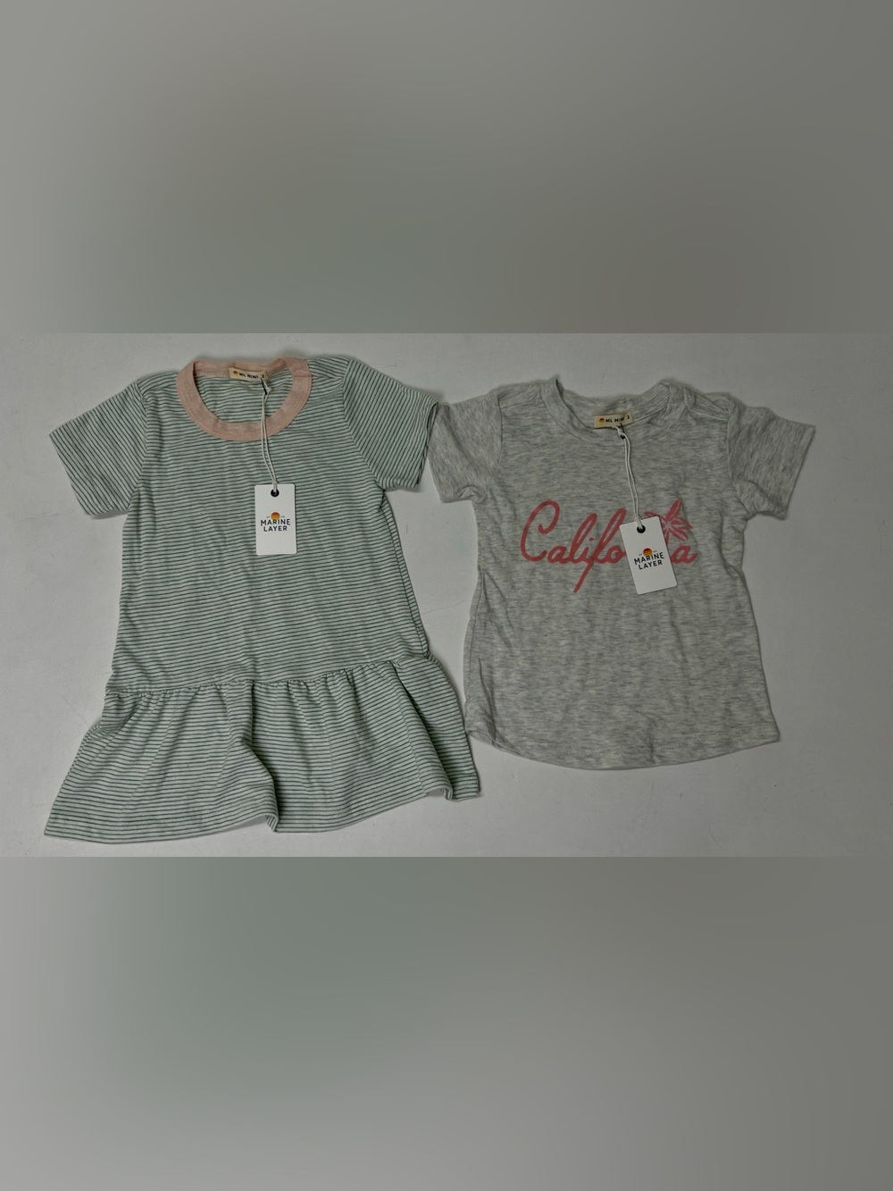 Marine Layer Girls Size 2 California Tee & Striped T-Shirt Dress Lot NWT